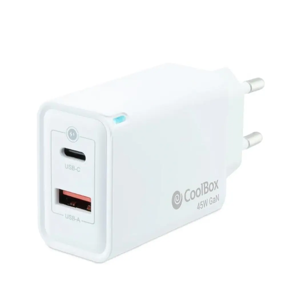 Coolbox Cargador Pared GAN 45W USB-C/USB-A 1