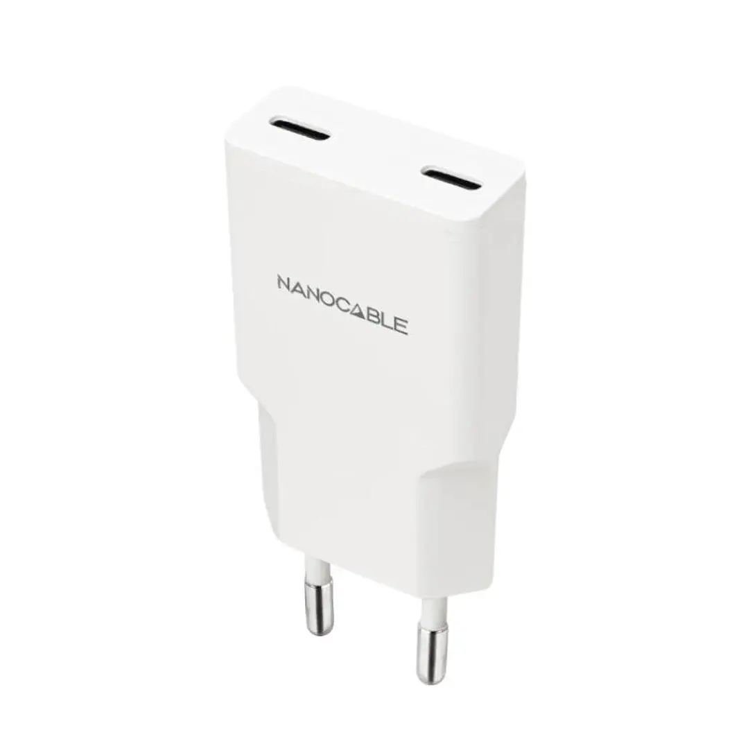 Nanocable Cargador 2xUSB-C/PD 30W  Blanco 1