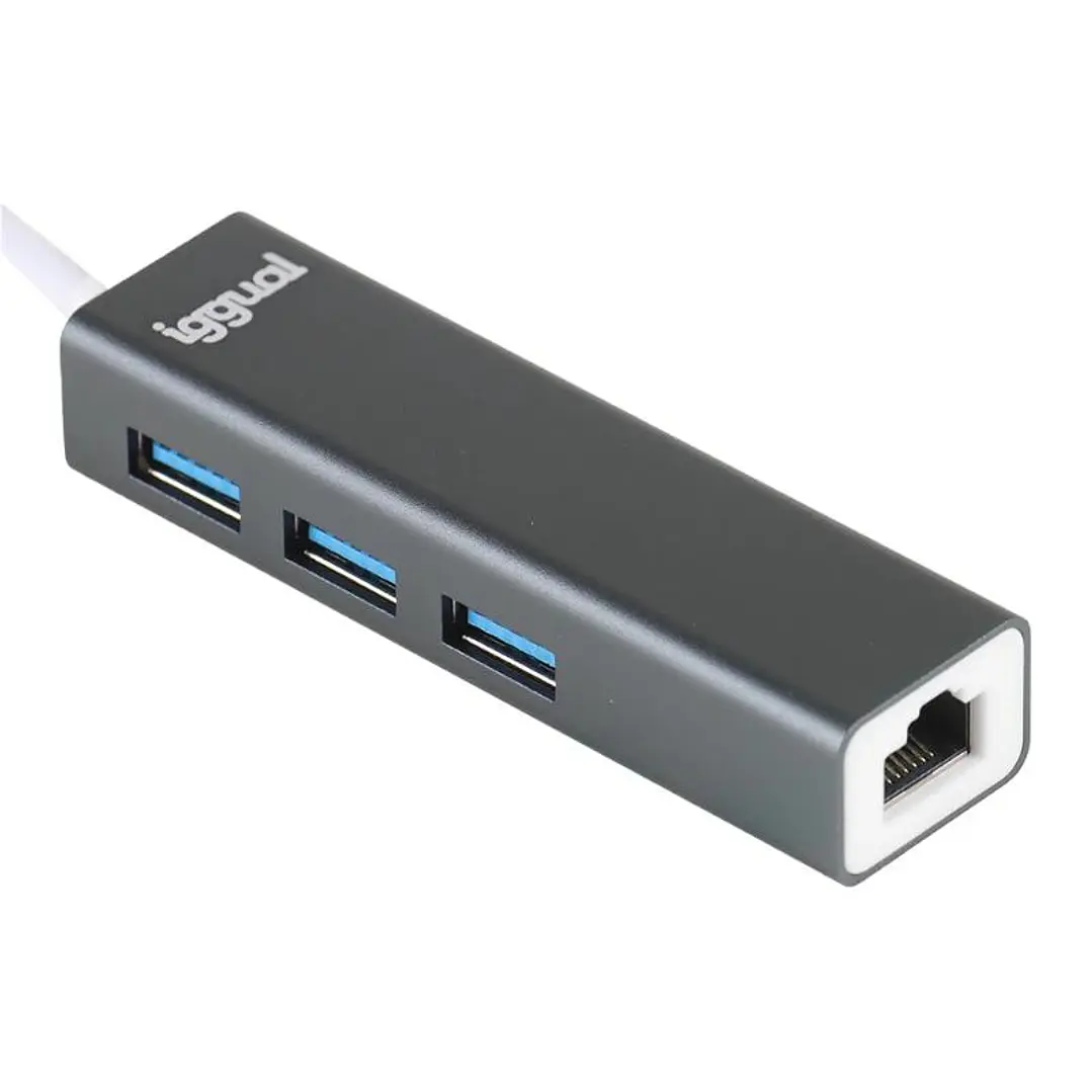 iggual Hub USB-A 3 puertos USB 3.0 + RJ45 Gigabit 3