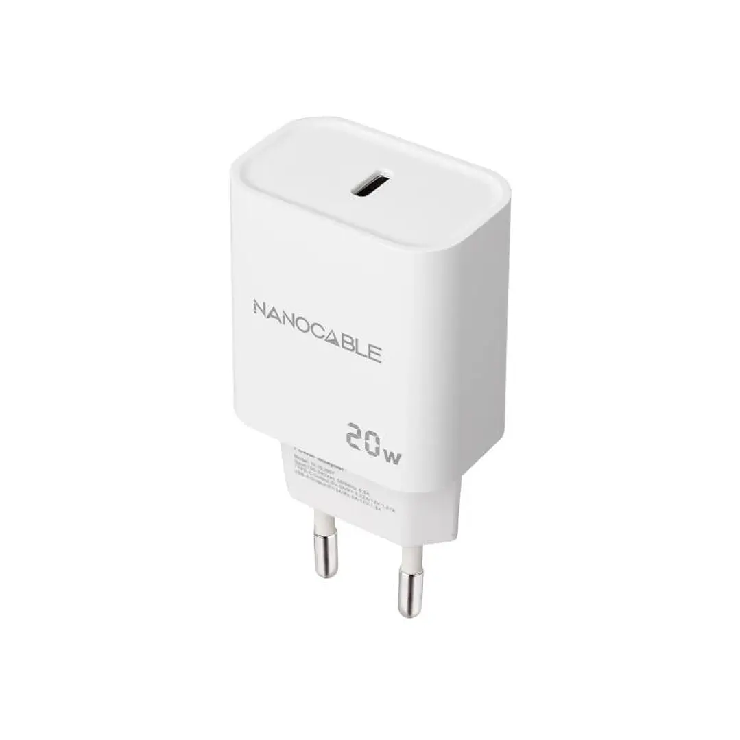 Nanocable Cargador pared USB-C PD 20W Blanco 1