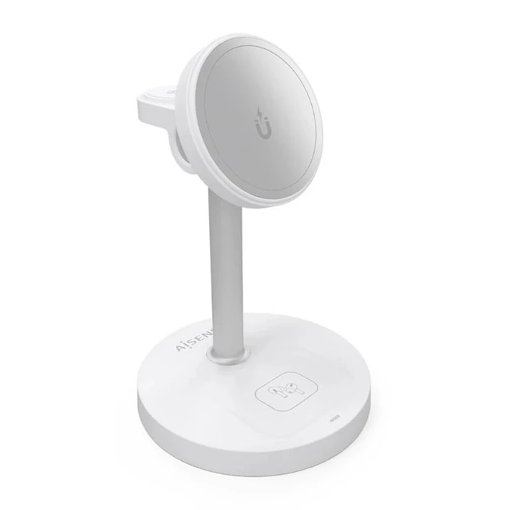 Aisens Cargador Inalámbrico USBC 15W 3 en 1 Blanco 2