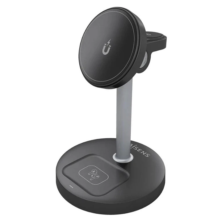 Aisens Cargador Inalámbrico USBC 15W 3 en 1 Negro 1