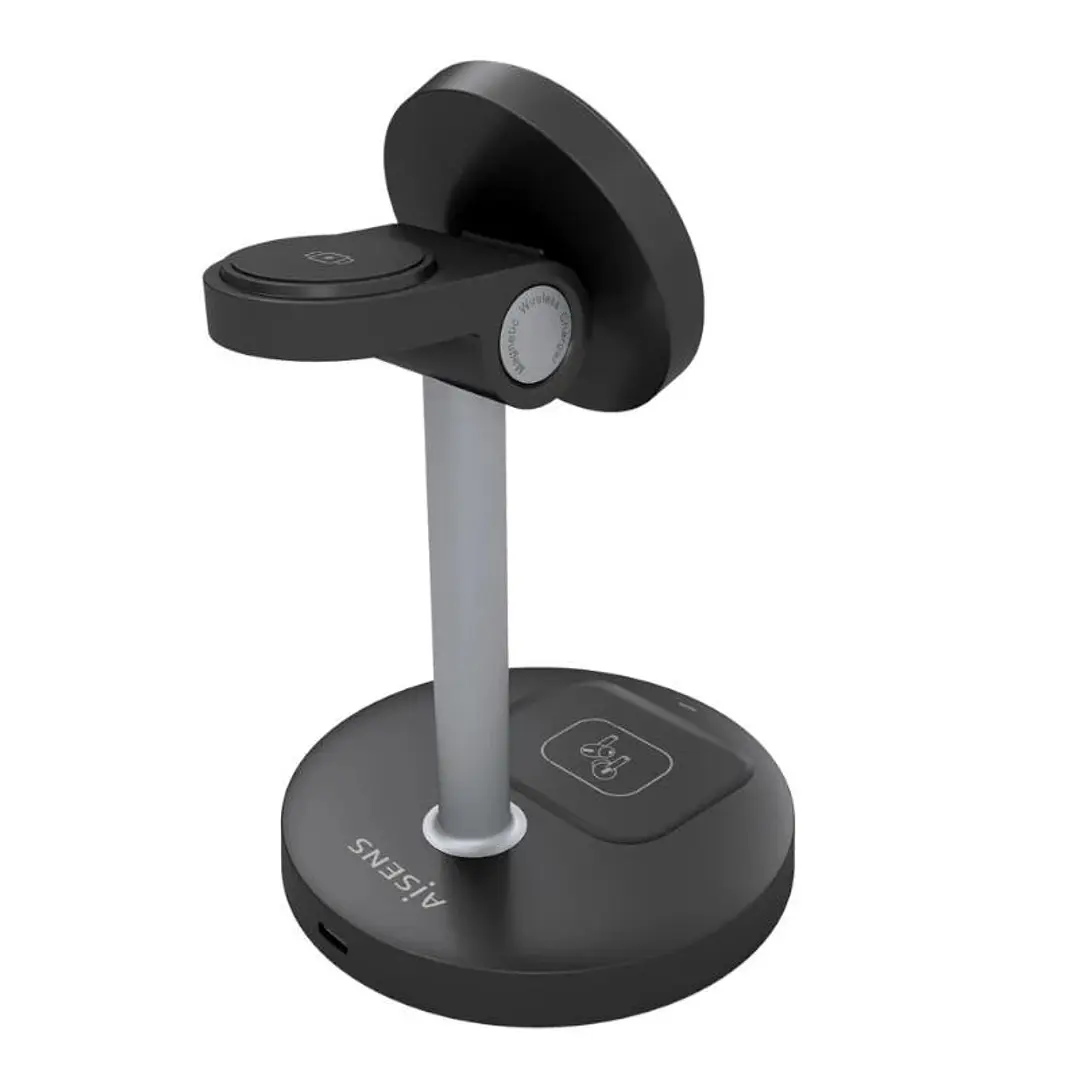 Aisens Cargador Inalámbrico USBC 15W 3 en 1 Negro 2