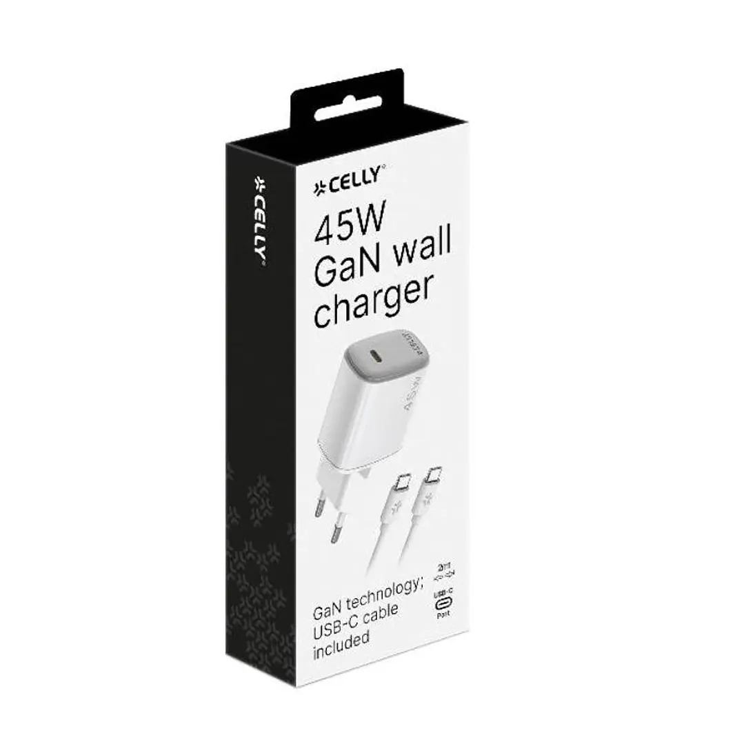 Celly Cargador  45W Usb-C + Cable Usb-C 4