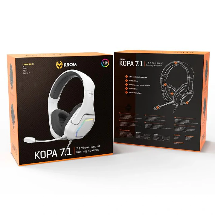 KROM KOPA AURICULARES GAMING 7.1 VIRTUAL BLANC 4