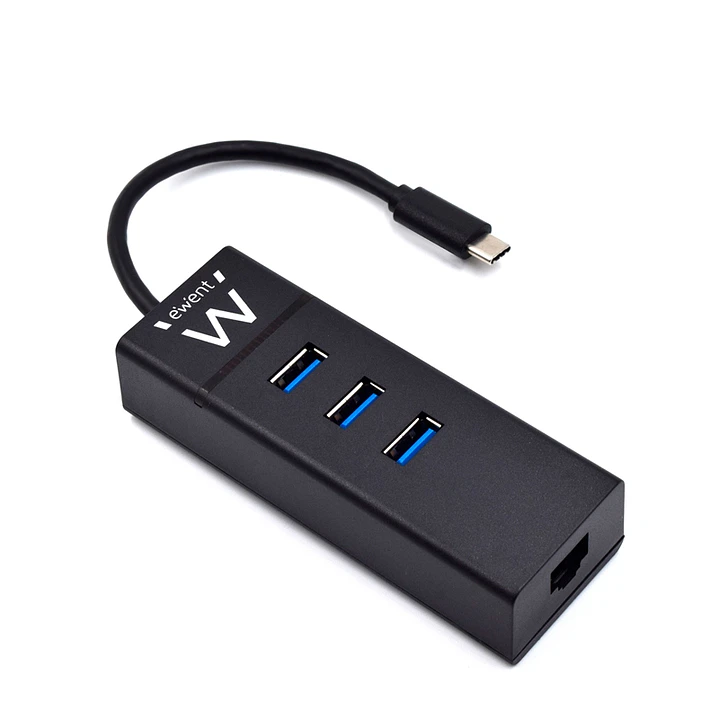 EWENT EW1141 Hub Tipo-C 3Pts.USB 3.1+1pto. GIGABIT 1