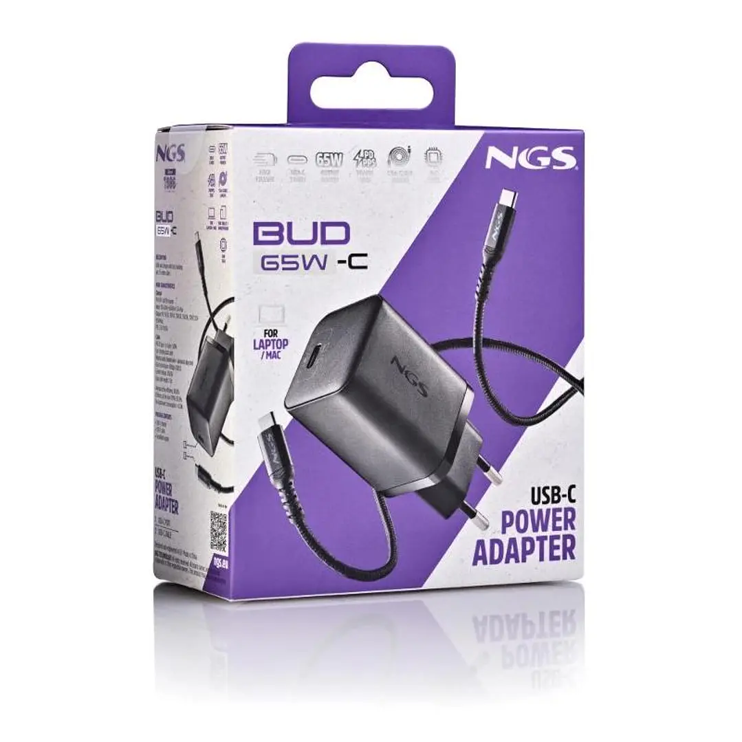 NGS CARGADOR GAN ULTRARAP 65W USB-C CON CABL 3