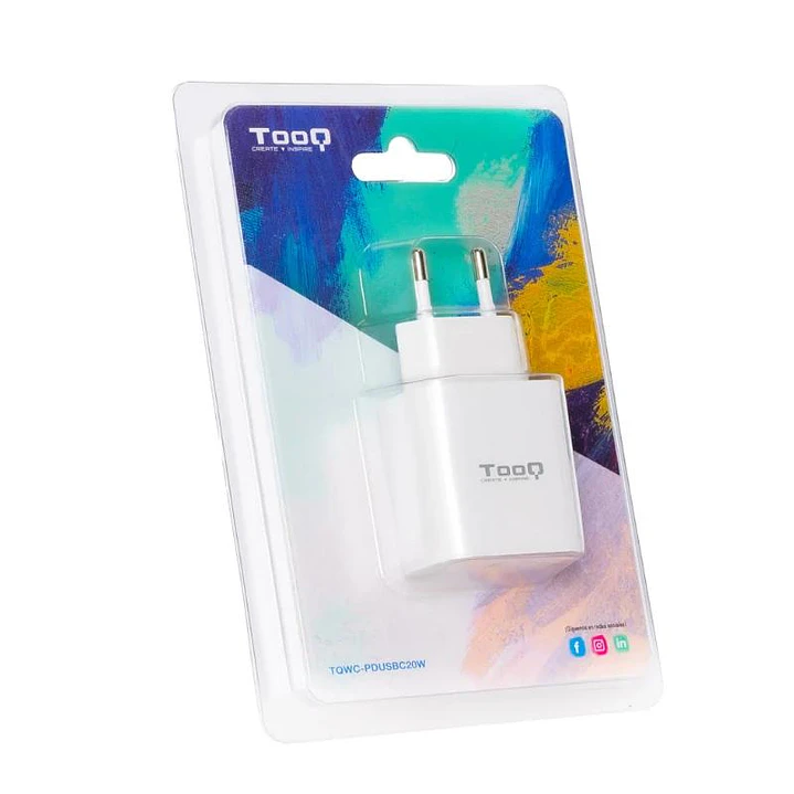 Tooq Cargador pared USB-C PD3.0 20W Blanco 2
