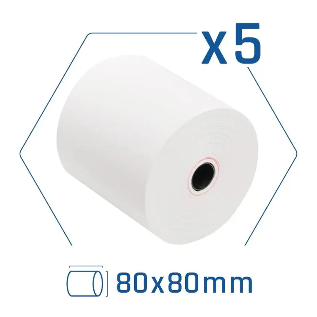 iggual Pack 5 rollos papel térmico sin BPA 80X80mm 1