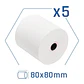 iggual Pack 5 rollos papel térmico sin BPA 80X80mm - Thumbnail 1