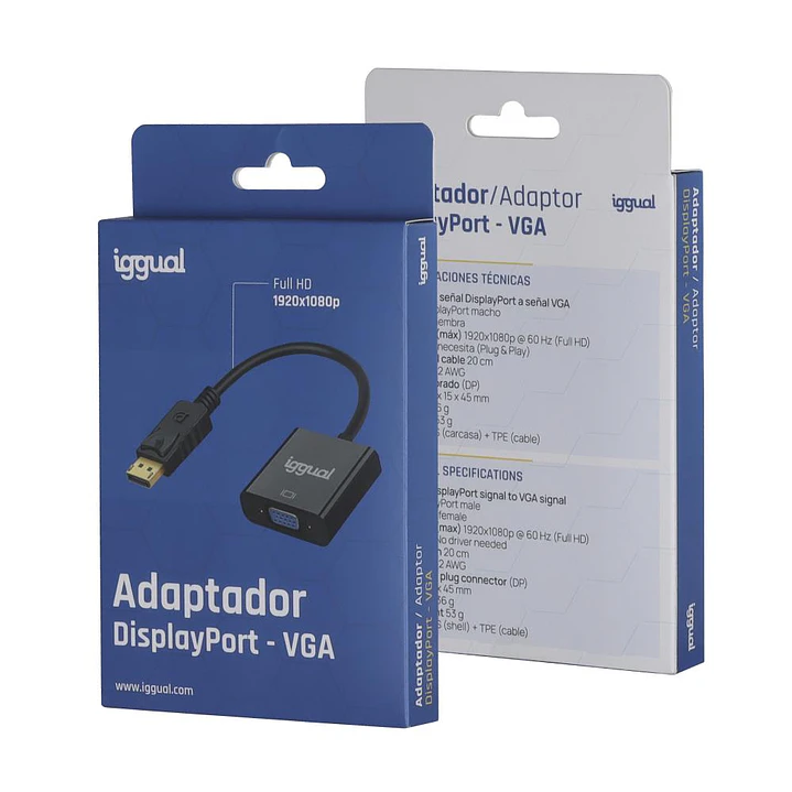 iggual Adaptador DisplayPort (M) a VGA (H) 4