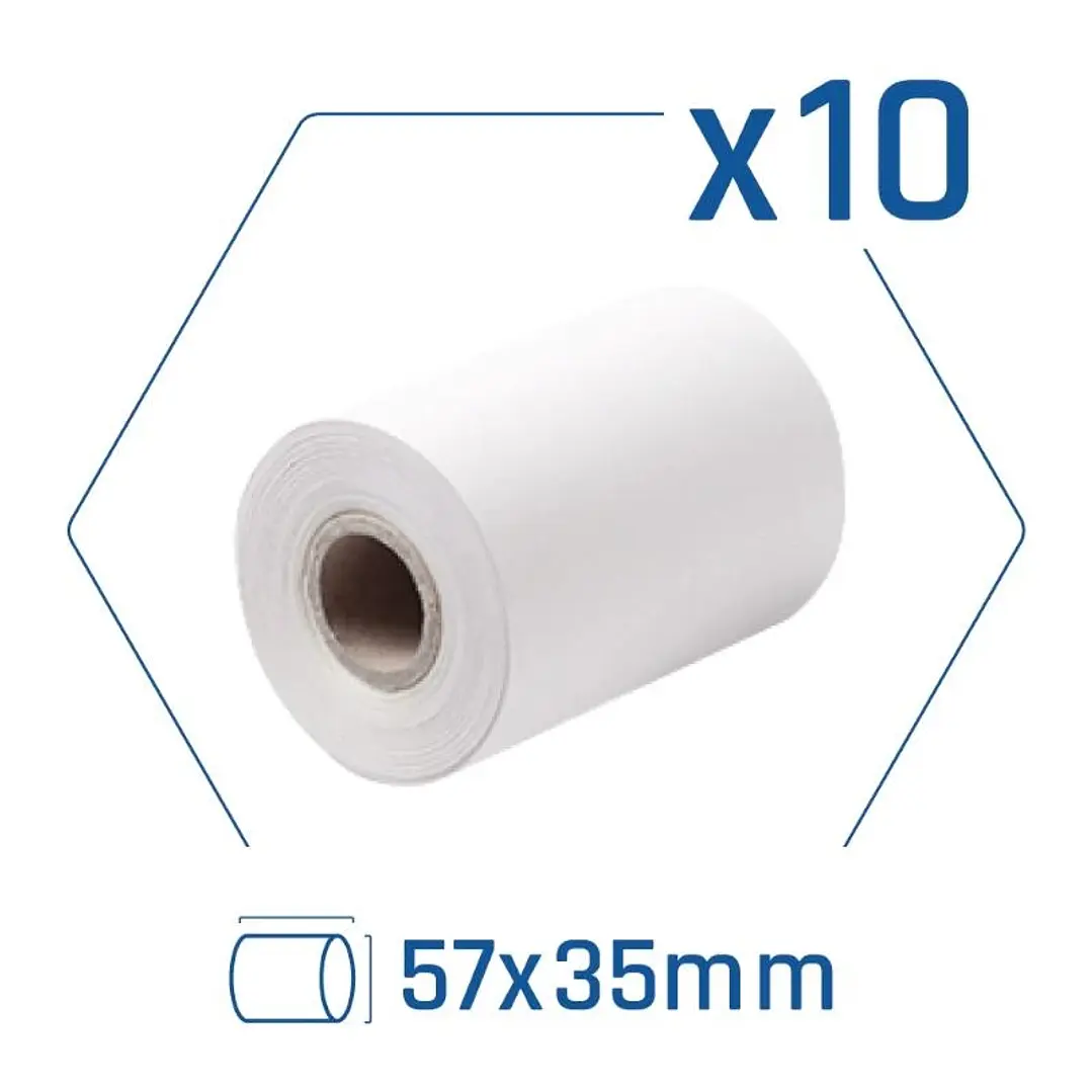 iggual Pack 10 rollos papel térmico datáfono 57x35 1