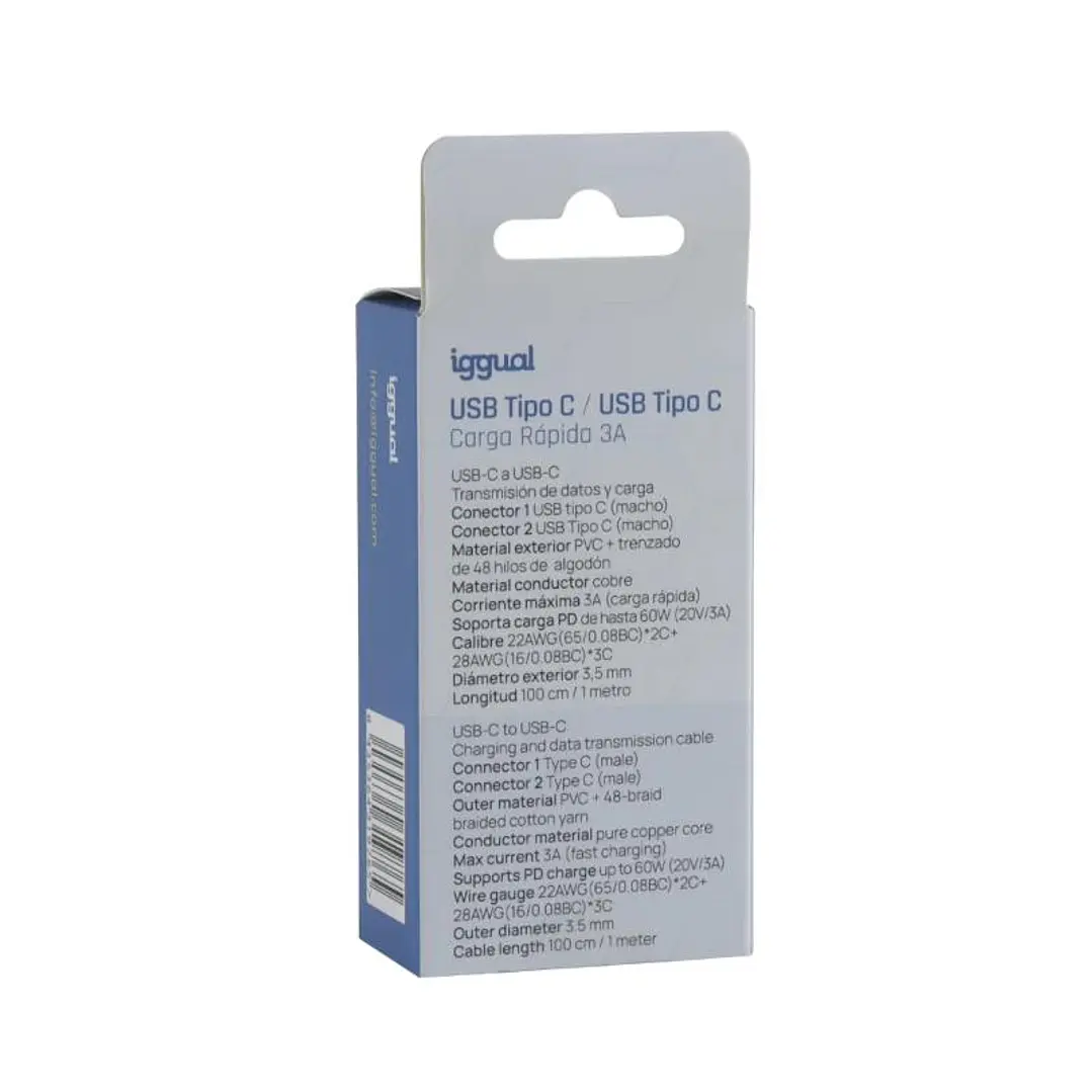 iggual Cable USB-C a tipo C 60W 3A 100 cm trenzado 4