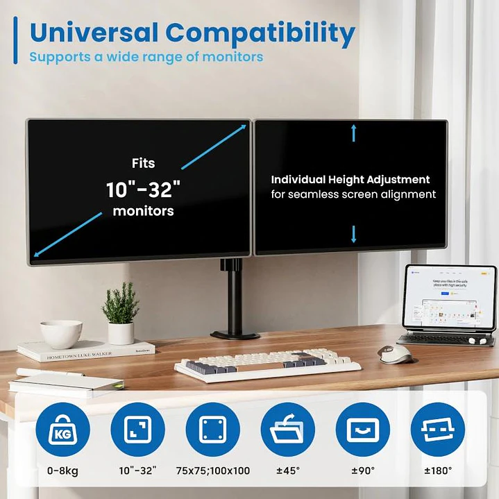 EWENT EW1512 Soporte mesa 2 monitor 13-32