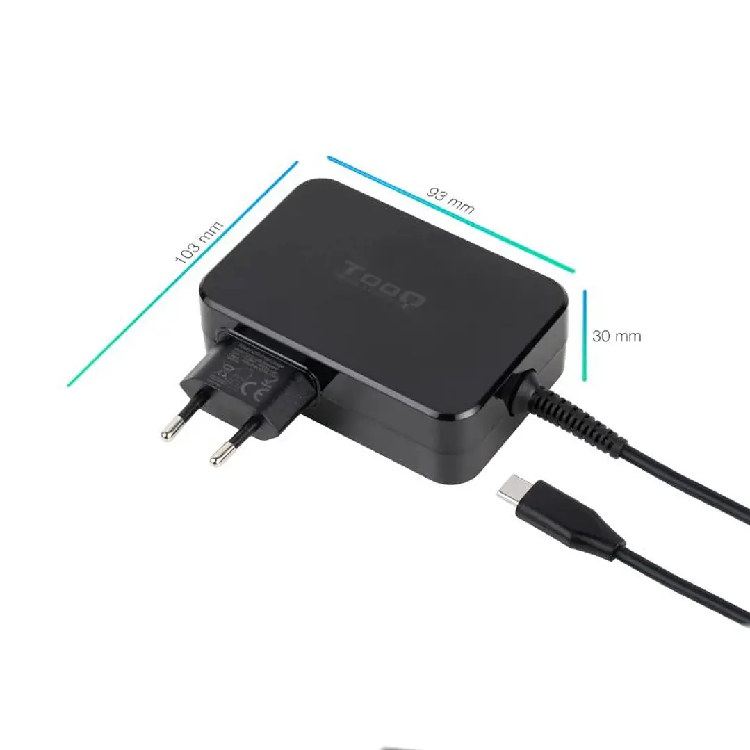 Tooq Cargador portátil GAN USB-C PD 100W Negro 2