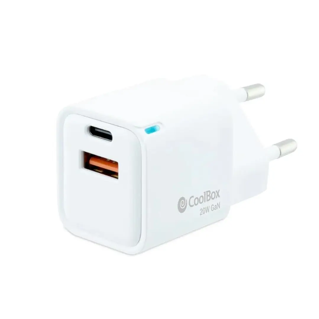 Coolbox Cargador Gan 20W USB-C/USB-A PARED 1