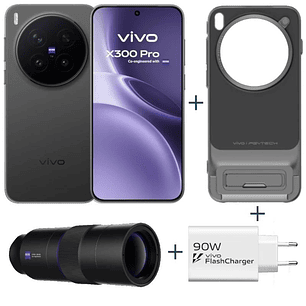 VIVO X300 Pro Black + funda + Teleobjetivo + ch90w