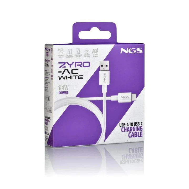 NGS CABLE CARGA RAPIDA USB-A A USB-C 1M BLANCO 4