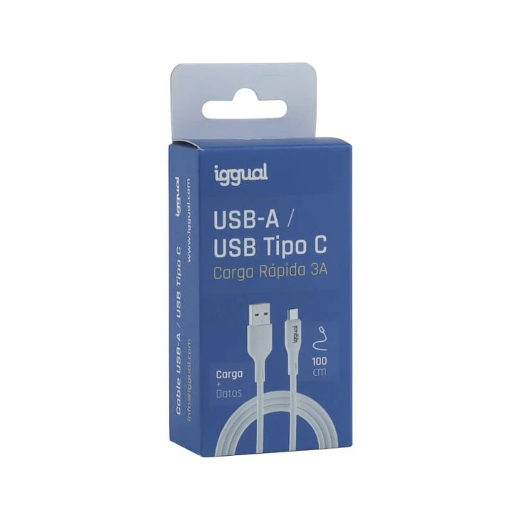 iggual Cable USB-A/USB-C 100 cm blanco Q3.0 3A 3