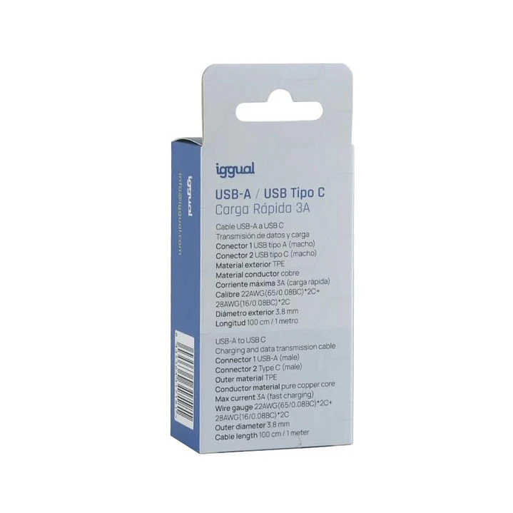 iggual Cable USB-A/USB-C 100 cm blanco Q3.0 3A 4
