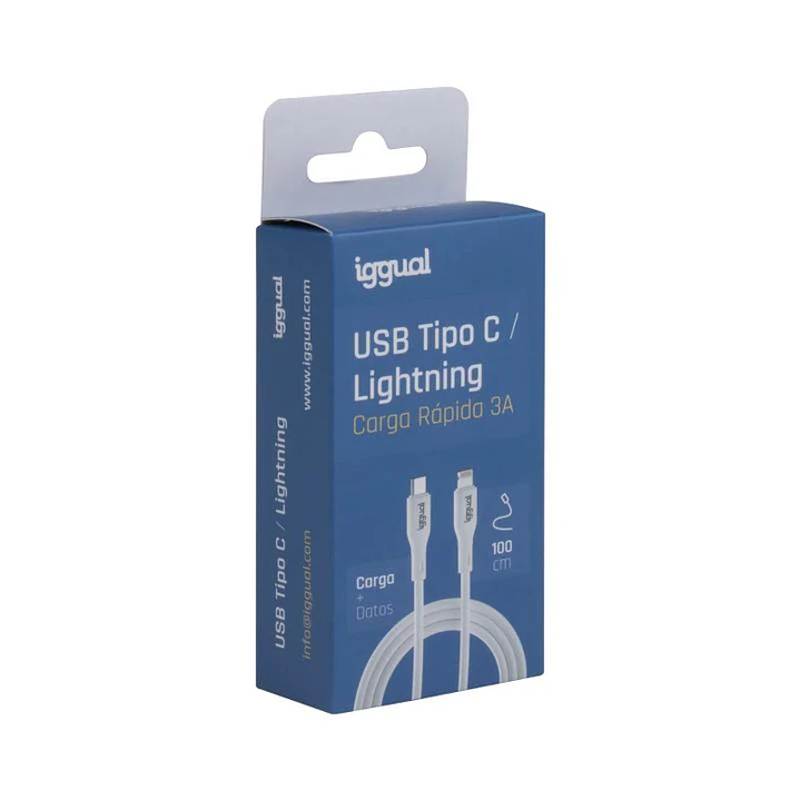 iggual cable USB-C/Lightning 100 cm blanco Q3.0 3A 3