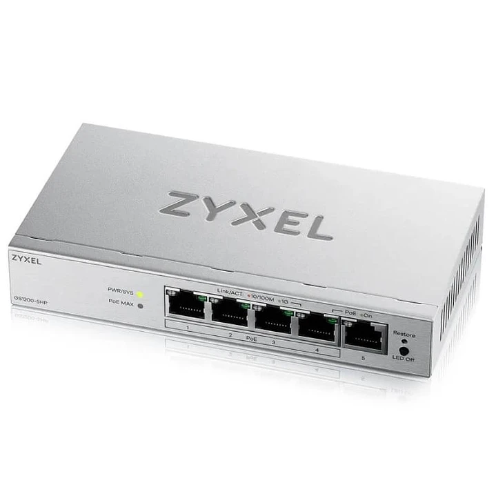 ZyXEL GS1200-5HPv3 Switch 5xGb (4xPoE+) 68W 1