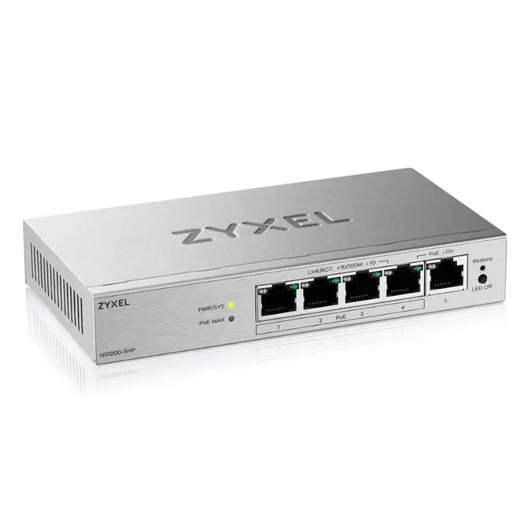 ZyXEL GS1200-5HPv3 Switch 5xGb (4xPoE+) 68W 2