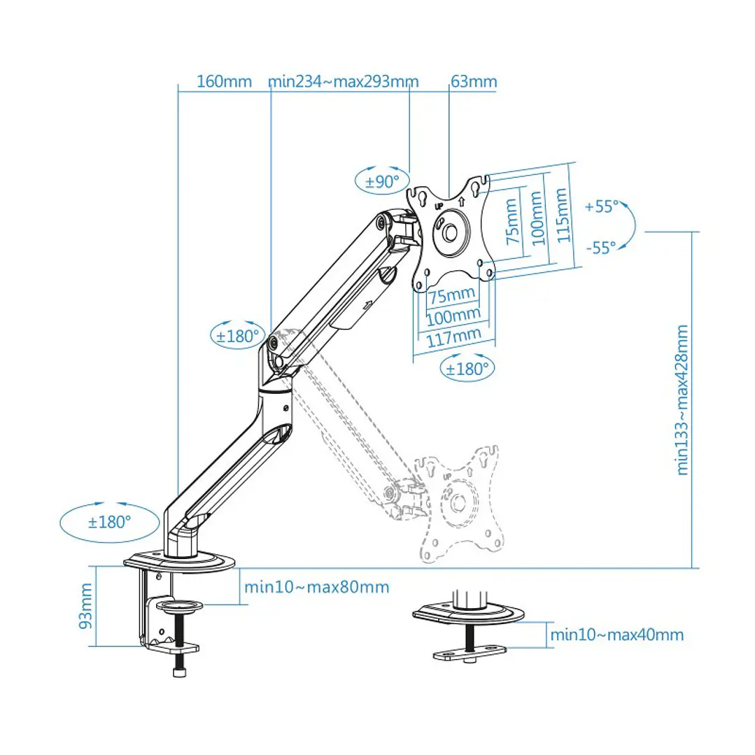 Tooq DB4032TNR-W Soporte mesa monitor/tv 17-32