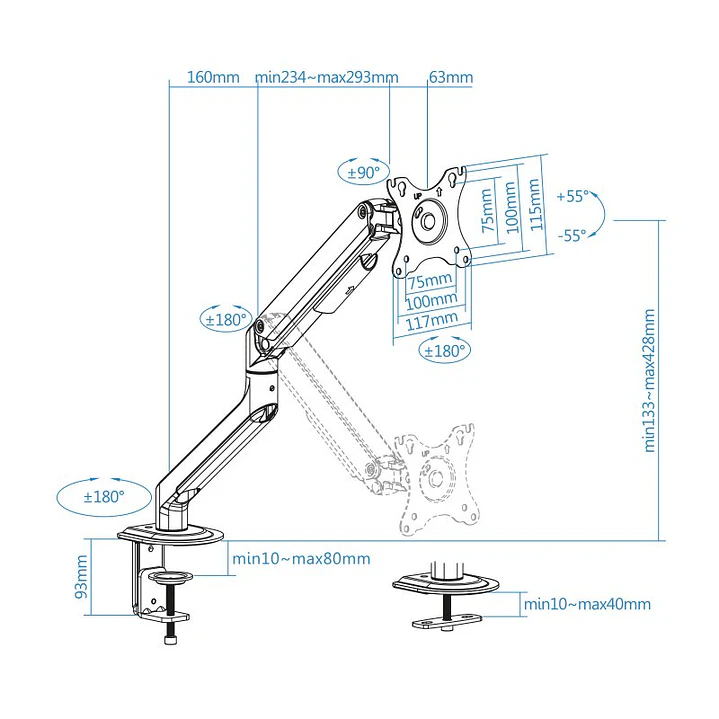 Tooq DB4032TNR-W Soporte mesa monitor/tv 17-32