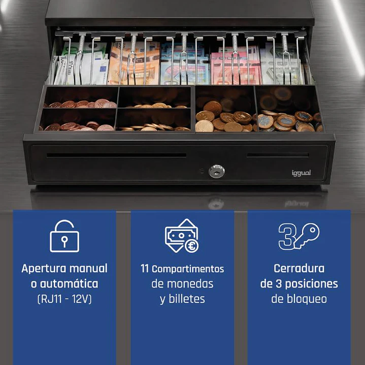 iggual Cajón Portamonedas IRON-35 42cm 5+6 negro 2