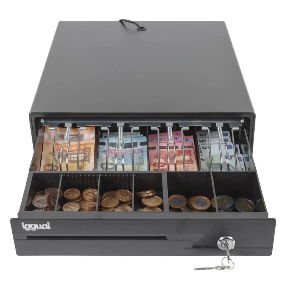 iggual Cajón Portamonedas IRON-10 38cm 4+6 negro 1