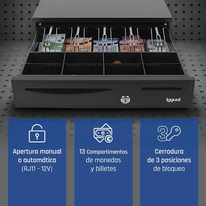 iggual Cajón Portamonedas IRON-50 42cm 5+8 negro 2