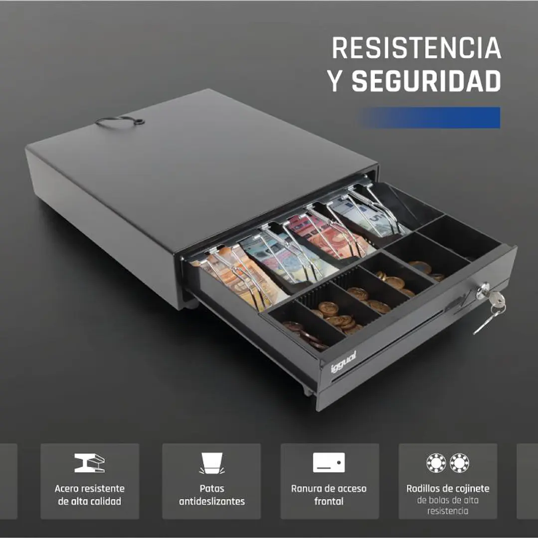 iggual Cajón Portamonedas IRON-10 38cm 4+6 negro 3