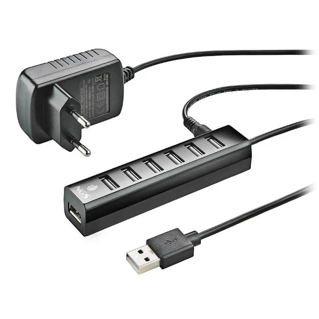 NGS Hub 7 puertos 2.0 con adap.corriente 4