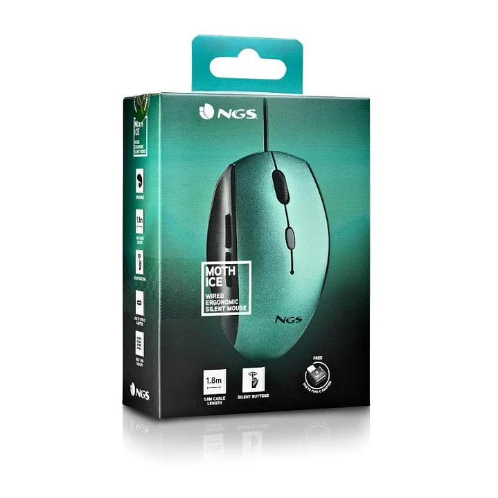 NGS WIRED ERGO SILENT MOUSE + USB TYPE C ADAPT ICE 4