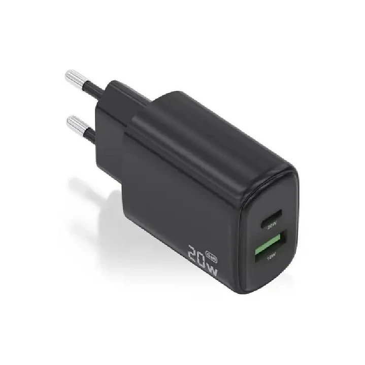 Aisens Cargador GaN 20W USB-C PD 3.0 USB-A QC3.0 1