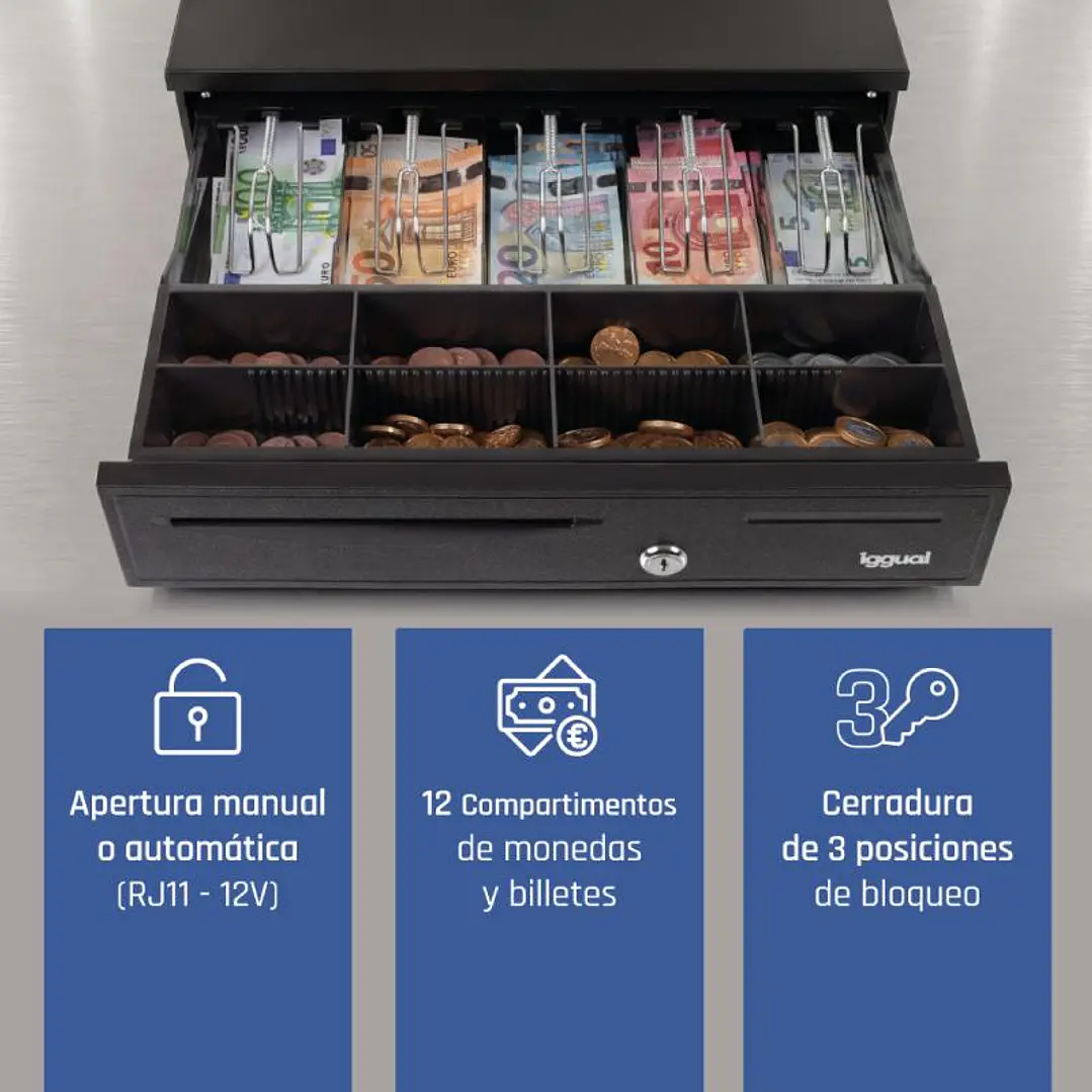 iggual Cajón portamonedas IRON-20 42cm 4+8 negro 2