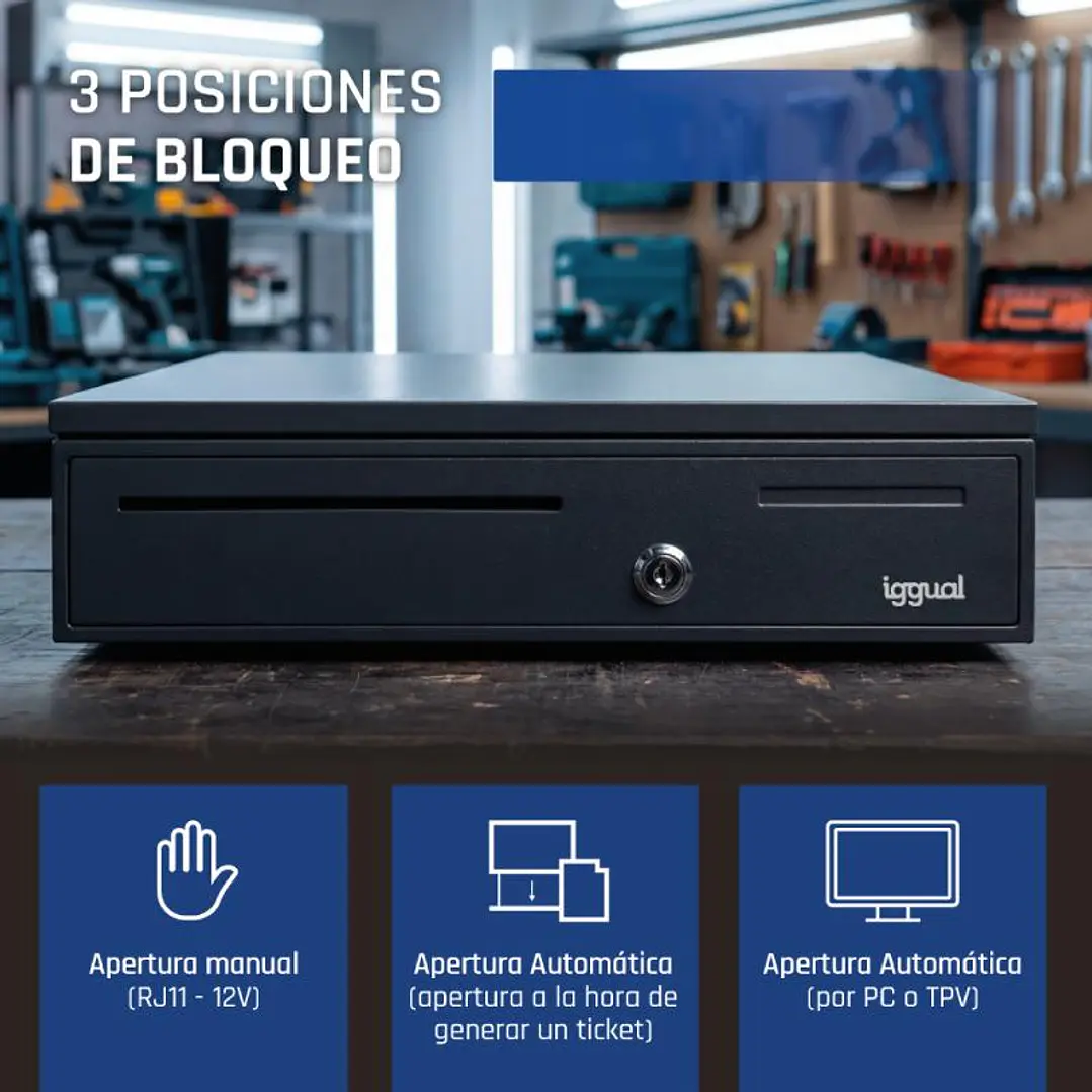 iggual Cajón portamonedas IRON-20 42cm 4+8 negro 4