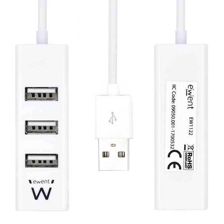 EWENT EW1122 MINI-HUB USB 4 PUERTOS BLANCO 3