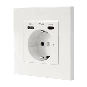 Nanocable Base Pared toma SCHUKO 2USB Max .2.4A