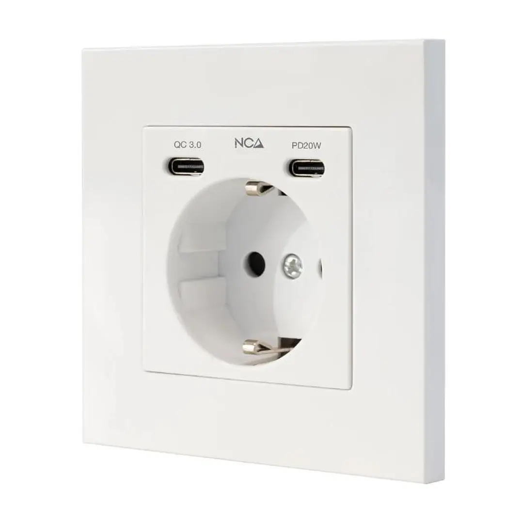 Nanocable Base Pared toma SCHUKO 2USB Max .2.4A 1