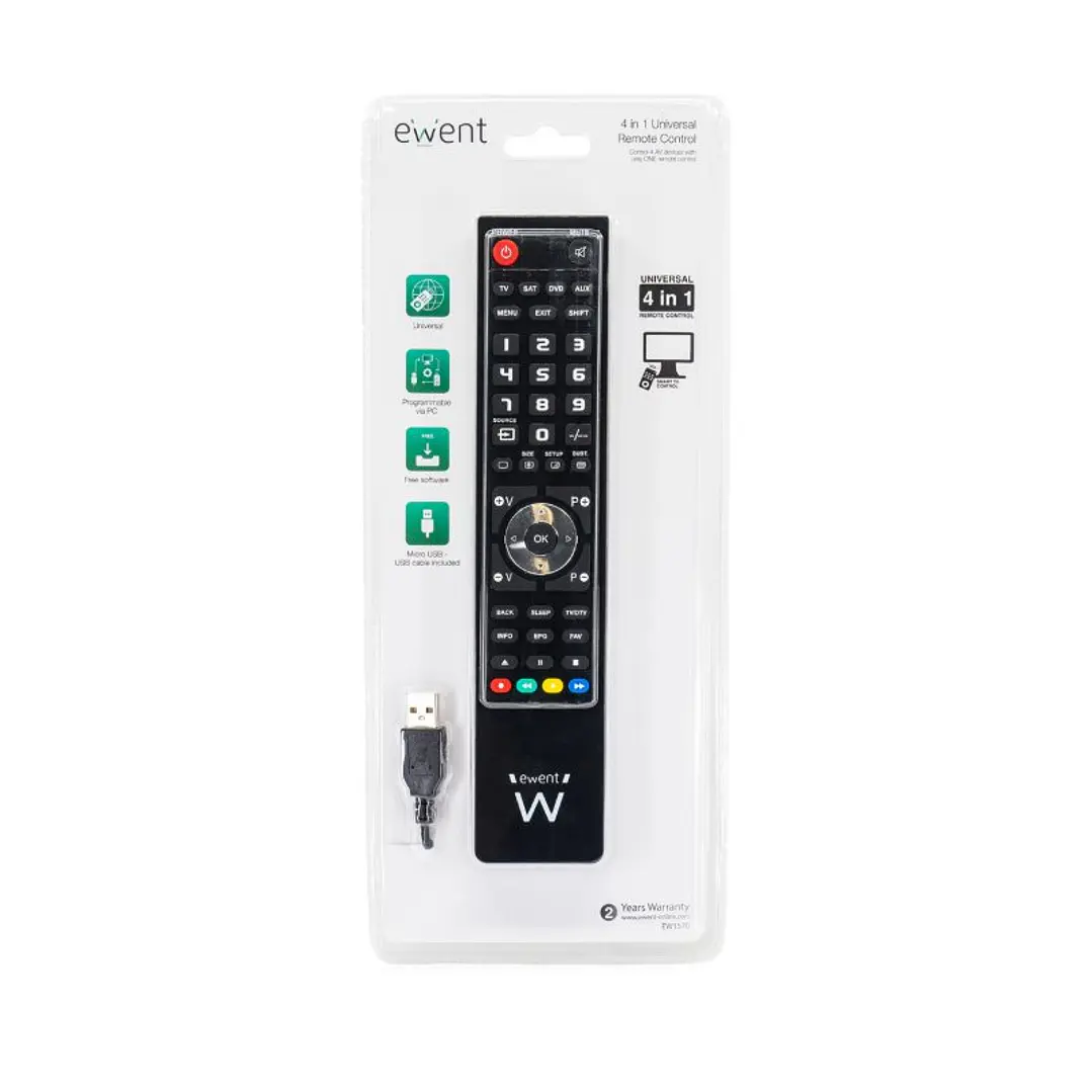 EWENT EW1570 Mando TV 4 en 1 programable x cable 4