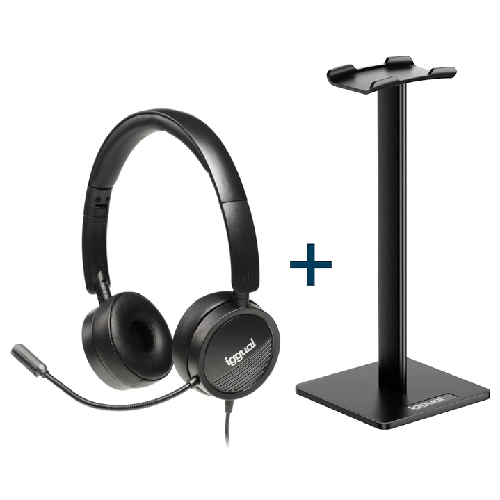 iggual Kit auriculares Dual Tech + soporte SA22 1
