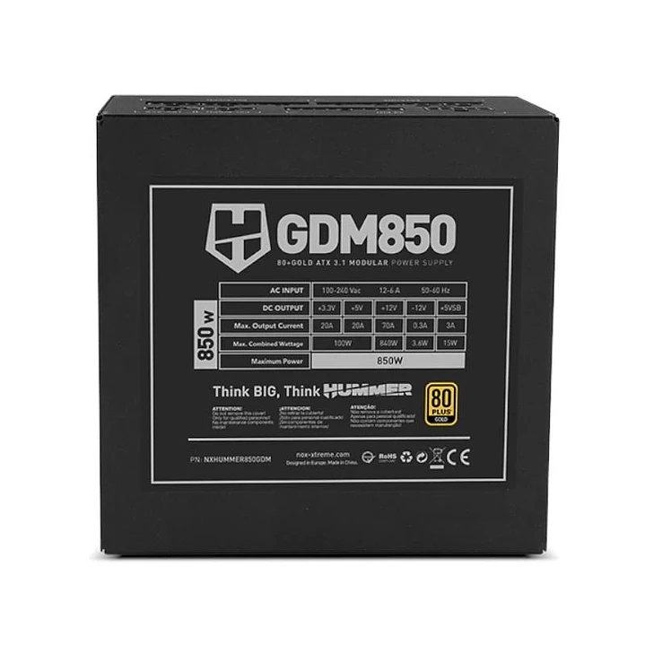 NOX HUMMER GDM850W Fuente modular ATX3.1 80+GOLD 4