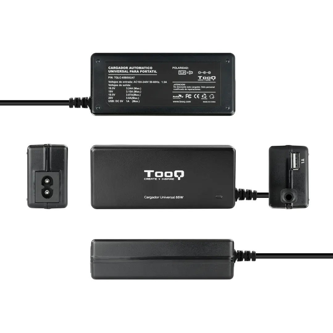 Tooq Cargador portátil 65W 8 Conectores 3