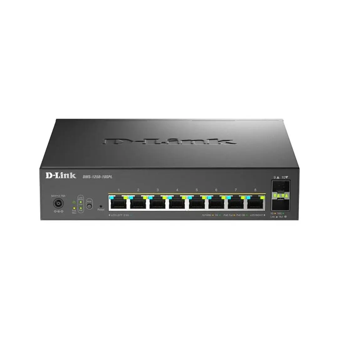 D-Link DMS-1250-10SPL/E Switch 8xMG PoE 2xSFP+ L2 1
