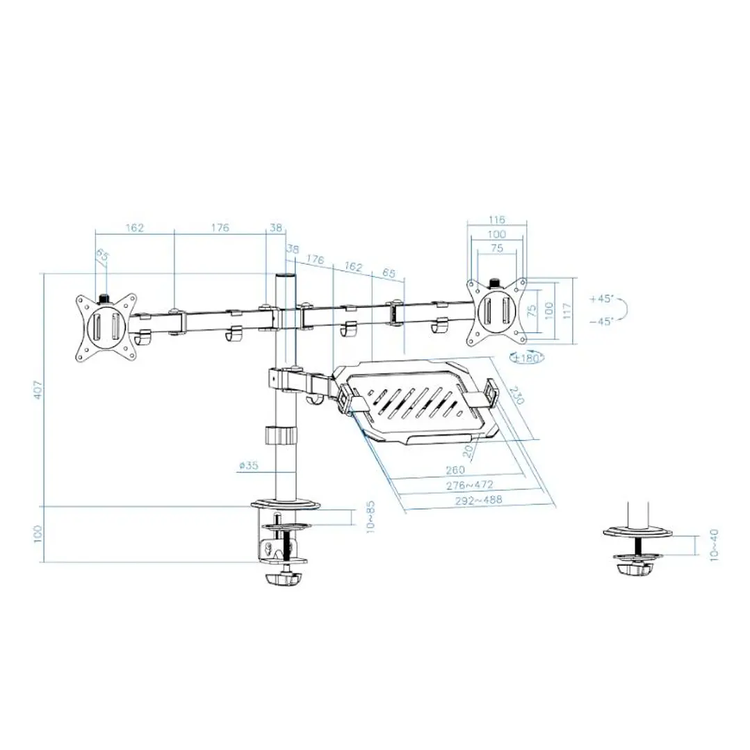Tooq DB1202TN-B Soporte mesa 2 pantallas+ portatil 3