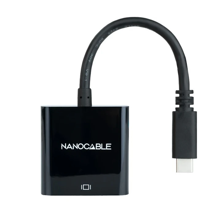 Nanocable Conversor USB-C/M a VGA/H Negro 10cm 1