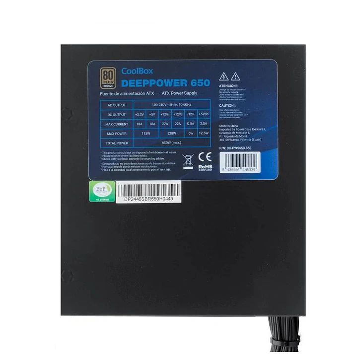 Coolbox Gaming Fuente Al. DeepPower 650w 80+bronze 3