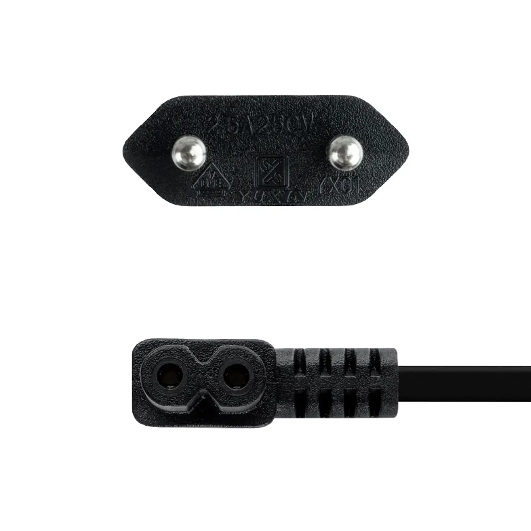 Nanocable Cable Alim. forma 8 Acodado CEE7/C7 1.8m 3